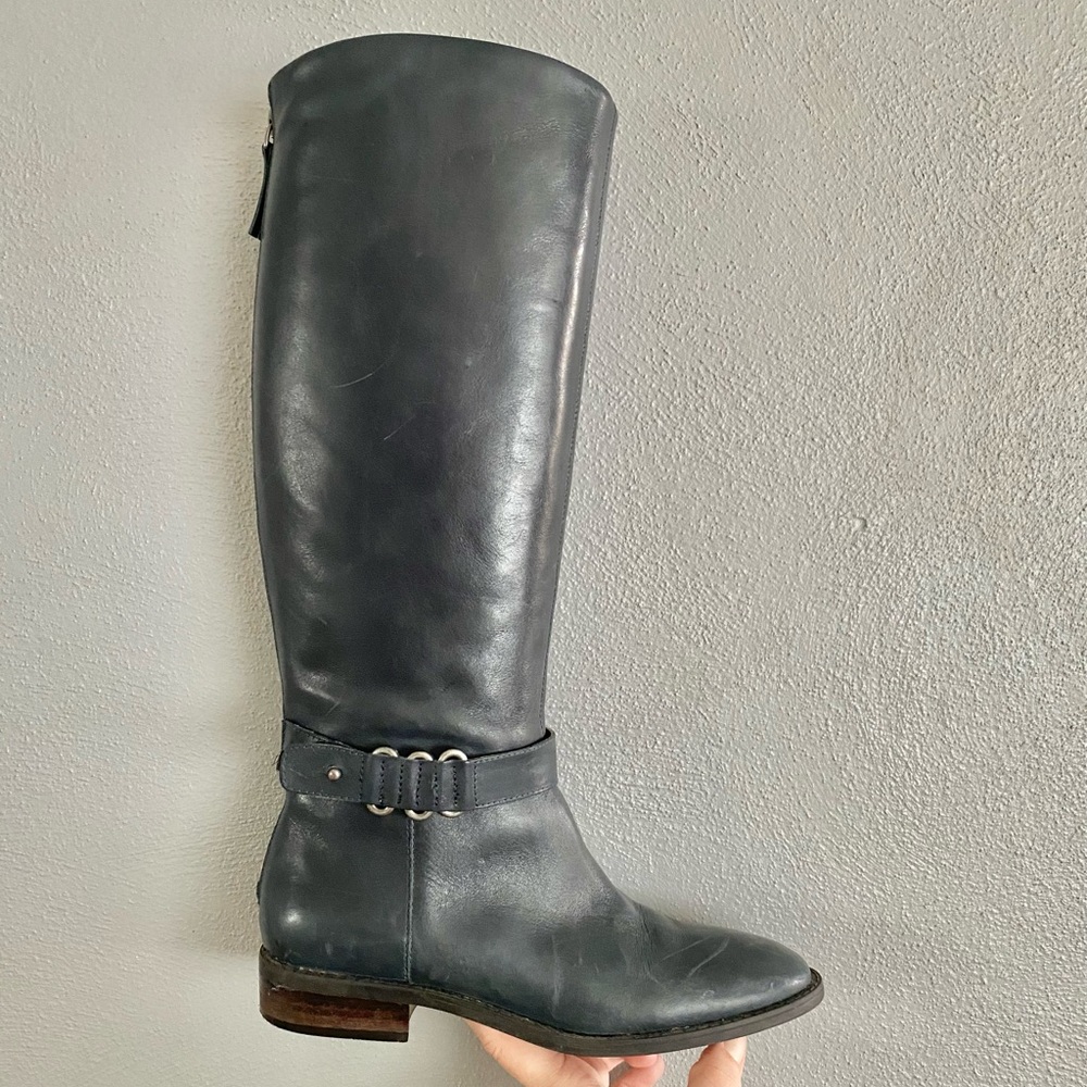 Nine West Leather Boots Size 6.5 Tall Riding Boots Soft Black Soft Chic Work